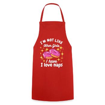 I'm Not Like Other Girls I Love Naps Donut - Cooking Apron - red - Front - AI Model Male 185 dark (185cm)