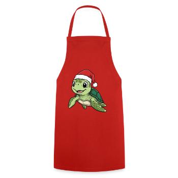 Turtle with Christmas hat - Cooking Apron - red - Front - AI Model Male 185 dark (185cm)