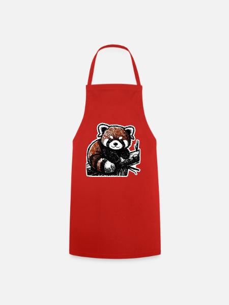 Niedlicher Roter Panda (Kohle/Buntstift) - Kochschürze - Rot