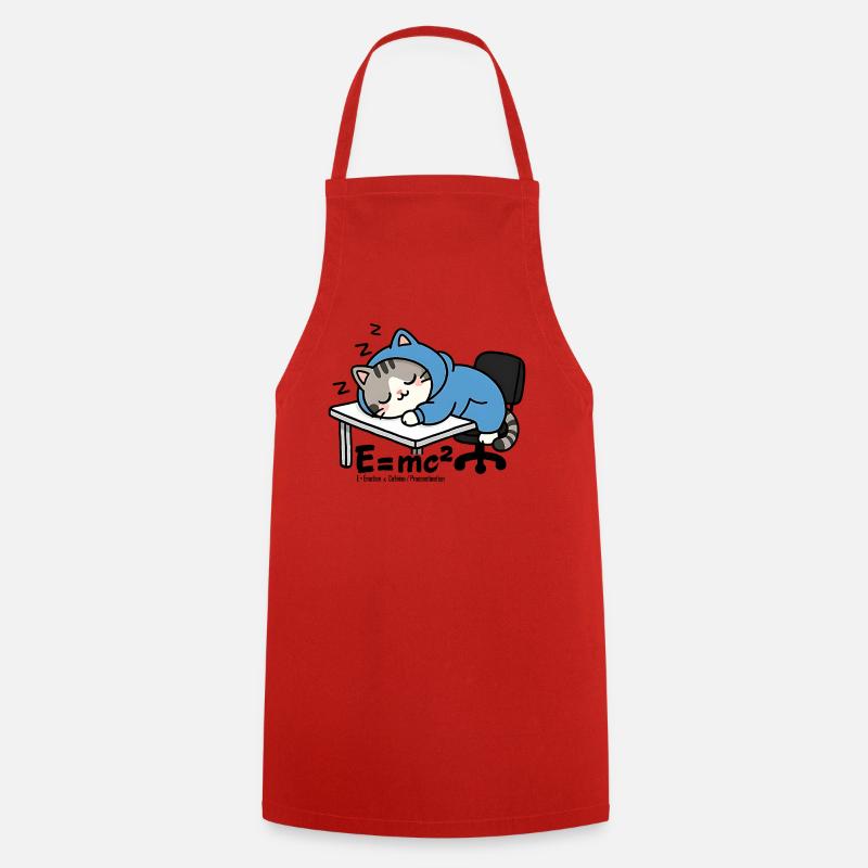 E = mc² - Chat Dormeur en Pyjama Bleu - Tablier de cuisine - rouge