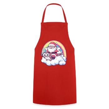 Owl Santa Claus Christmas - Cooking Apron - red - Front - AI Model Male 185 dark (185cm)