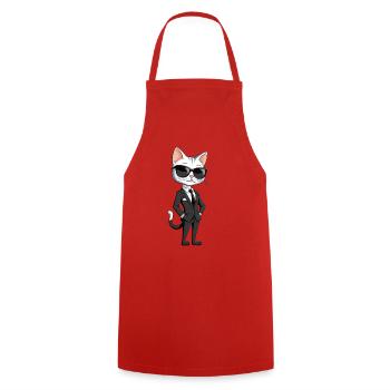 Elegant cat hero in suit - Cooking Apron - red - Front - AI Model Male 185 dark (185cm)