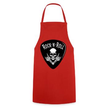 Rock N Roll Totenkopf auf Schwarz - Kochschürze - Rot - Vorne - AI Model Male 185 dark (185cm)