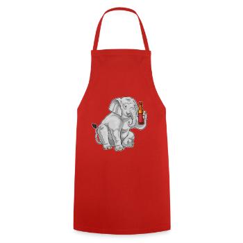 Elephant Bottle of Beer - Cooking Apron - red - Front - AI Model Male 185 dark (185cm)