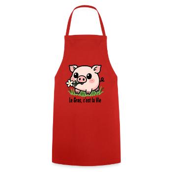 Le Gras, c'est la Vie - Tablier de cuisine - rouge - Devant - AI Model Male 185 dark (185cm)