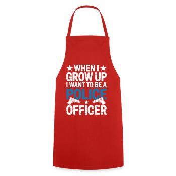 When I grow up - Police Officer Design - Cooking Apron - red - Front - AI Model Male 185 dark (185cm)