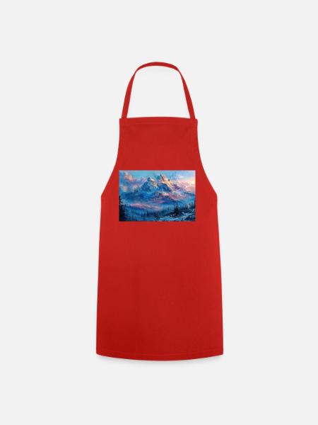 Illustration einer Gebirgslandschaft - Kochschürze - Rot