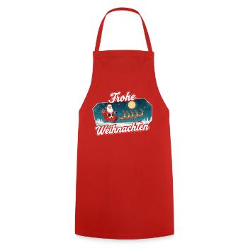 Santa Sleigh Christmas Scene - Cooking Apron - red - Front - AI Model Male 185 dark (185cm)