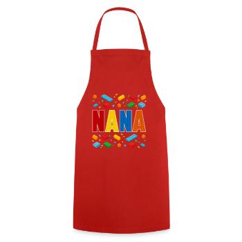 Nana Brick Builder Creative Grandma Block Lover - Cooking Apron - red - Front - AI Model Male 185 dark (185cm)