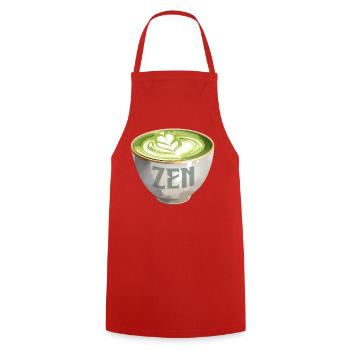 Zen Matcha Latte Aquarell - Kochschürze - Rot - Vorne - AI Model Male 185 dark (185cm)
