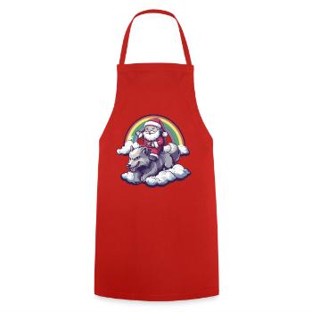 Loup Père Noël Noël - Tablier de cuisine - rouge - Devant - AI Model Male 185 dark (185cm)
