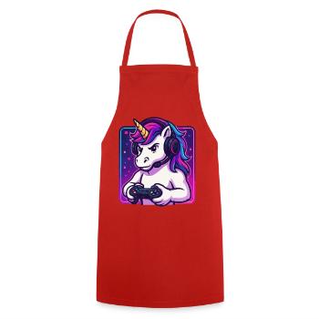 Neon Einhorn Gamer - Kochschürze - Rot - Vorne - AI Model Male 185 dark (185cm)
