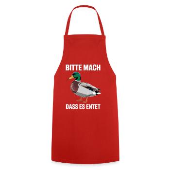 Canard s’il vous plaît Make It Duck en disant des canards drôles - Tablier de cuisine - rouge - Devant - AI Model Male 185 dark (185cm)
