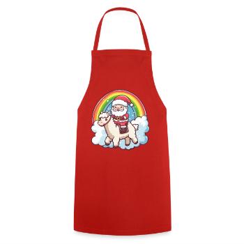 Alpaga Lama Père Noël - Tablier de cuisine - rouge - Devant - AI Model Male 185 dark (185cm)