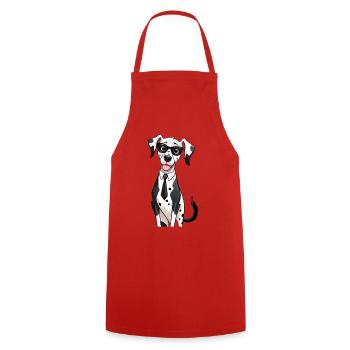 Dalmatian in suit with glasses - Cooking Apron - red - Front - AI Model Male 185 dark (185cm)