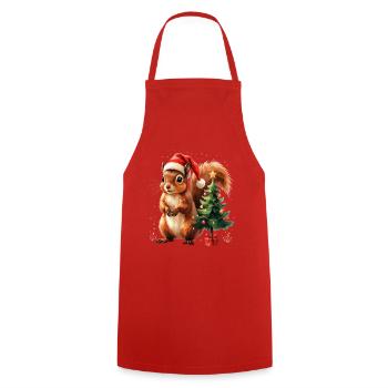 Weihnachtliches Eichhörnchen-Charme - Kochschürze - Rot - Vorne - AI Model Male 185 dark (185cm)