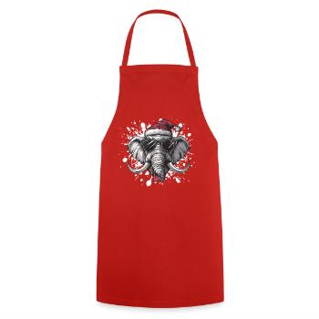 Mammoth Christmas Funny Elephant - Cooking Apron - red - Front - AI Model Male 185 dark (185cm)