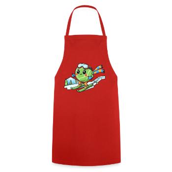 Skiende Wassermelone Kawaii Wintersport Spaß - Kochschürze - Rot - Vorne - AI Model Male 185 dark (185cm)