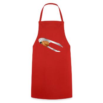 Walnuss im Nussknacker–klassisches Weihnachtsmotiv - Kochschürze - Rot - Vorne - AI Model Male 185 dark (185cm)