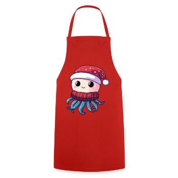 Qualle Weihnachten - Kochschürze - Rot - Vorne - AI Model Male 185 dark (185cm)