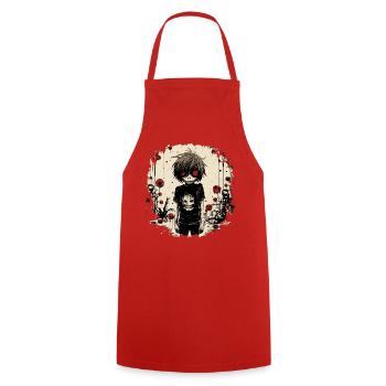 Red-Eyed Skull Kid – Emo Comic Design - Kochschürze - Rot - Vorne - AI Model Male 185 dark (185cm)