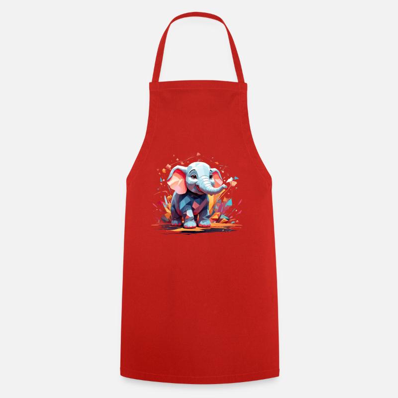 Elephant Color Explosion - Cooking Apron - red