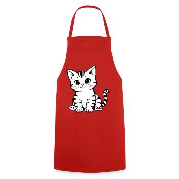 Katze Kätzchen Katzenshirt Katzen T-shirt Geschenk - Kochschürze - Rot - Vorne - AI Model Male 185 dark (185cm)