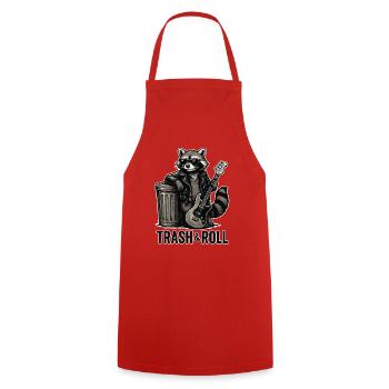 Trash & Roll Waschbär mit Gitarre - Kochschürze - Rot - Vorne - AI Model Male 185 dark (185cm)