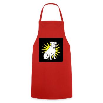 Cool Dog in Punk Rock & Pop Art Style - Cooking Apron - red - Front - AI Model Male 185 dark (185cm)