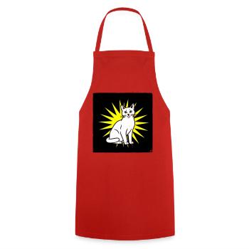 Cool cat in pop art & punk rock style - Cooking Apron - red - Front - AI Model Male 185 dark (185cm)