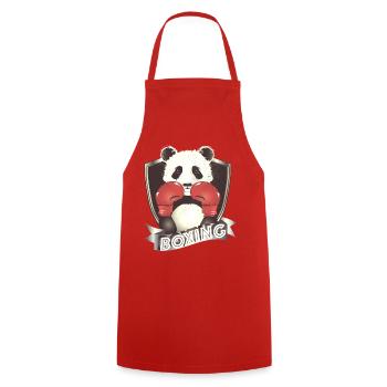 Boxender Panda – Lustiges Tiermotiv - Kochschürze - Rot - Vorne - AI Model Male 185 dark (185cm)