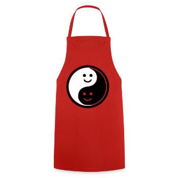 Yin Yang mit Smileys | Positive Balance Symbol - Kochschürze - Rot - Vorne - AI Model Male 185 dark (185cm)