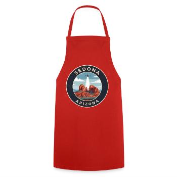 Sedona Arizona UFO Desert Sticker - Cooking Apron - red - Front - AI Model Male 185 dark (185cm)