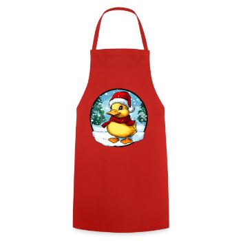 Weihnachtsmann Entchen - Kochschürze - Rot - Vorne - AI Model Male 185 dark (185cm)