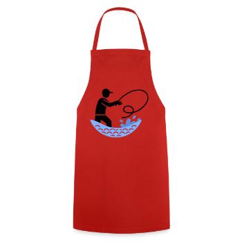 Fishing & Fishing | Petri Heil Hobby Logo - Cooking Apron - red - Front - AI Model Male 185 dark (185cm)