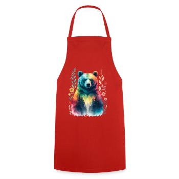 Rainbow bear in the forest - Cooking Apron - red - Front - AI Model Male 185 dark (185cm)