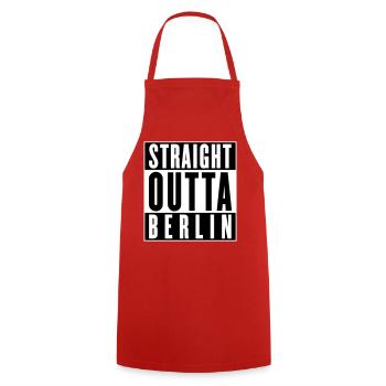 Straight outta Berlin (änderbare Farben) - Kochschürze - Rot - Vorne - AI Model Male 185 dark (185cm)