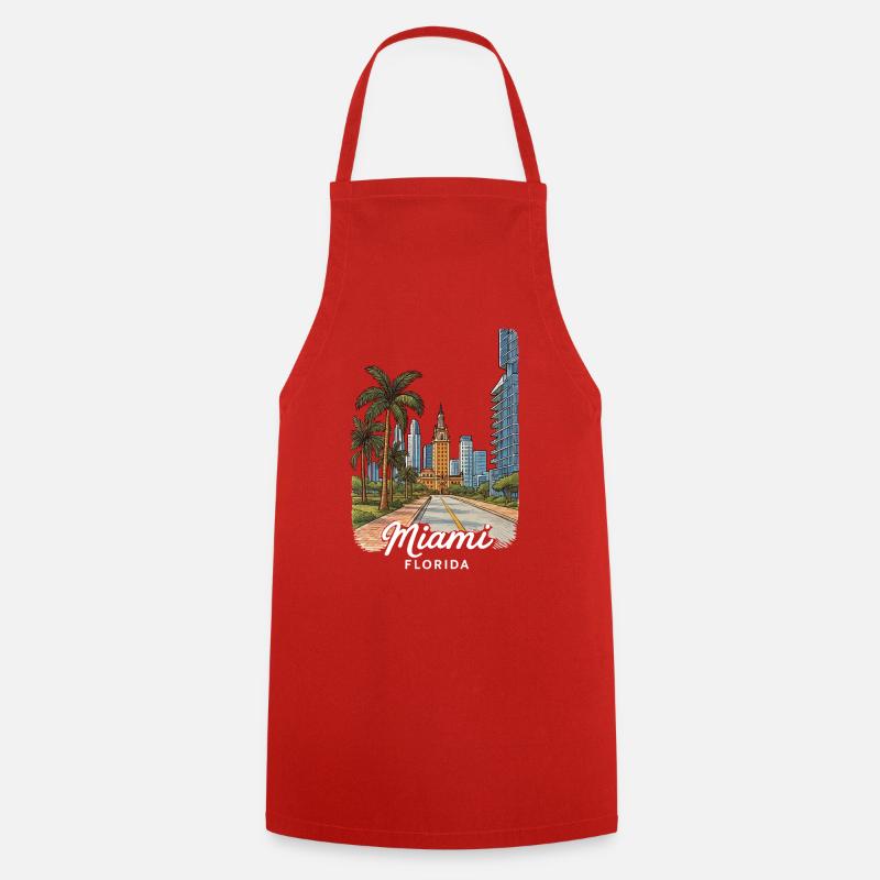 Miami Florida - Cooking Apron - red