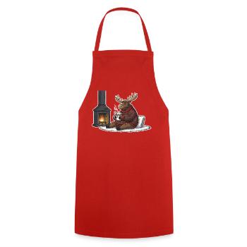 Kamin wärme Rentier Ugly Christmas - Kochschürze - Rot - Vorne - AI Model Male 185 dark (185cm)