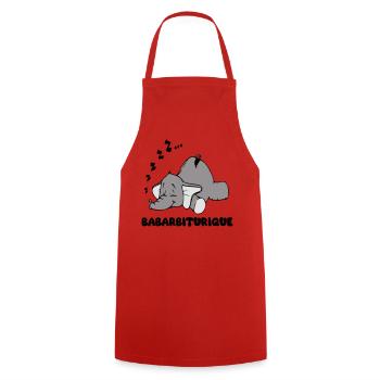 Sleeping Elephant with the title babarbituric - Cooking Apron - red - Front - AI Model Male 185 dark (185cm)