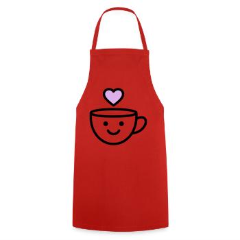 Tasse de bonjour avec un cœur pour vous - Tablier de cuisine - rouge - Devant - AI Model Male 185 dark (185cm)
