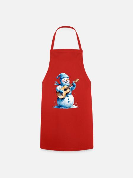 Schneemann mit Gitarre Winterlied - Kochschürze - Rot