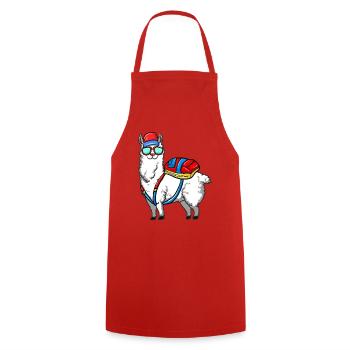 Llama Back to School Kids Klasse von 2026 Spaß - Kochschürze - Rot - Vorne - AI Model Male 185 dark (185cm)