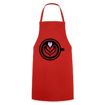 Coffee Love: Latte Art Heart Vector - Cooking Apron - red - Front - AI Model Male 185 dark (185cm)