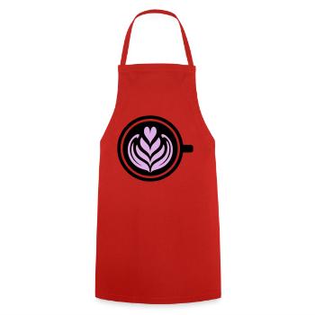 Coffee Love: Latte Art Heart Vector - Cooking Apron - red - Front - AI Model Male 185 dark (185cm)