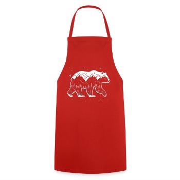 Polar bear in mountain forest night - Cooking Apron - red - Front - AI Model Male 185 dark (185cm)