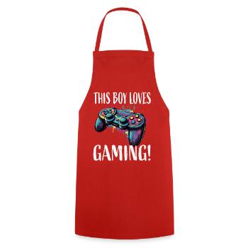 This Boy Loves Gaming Controller - Cooking Apron - red - Front - AI Model Male 185 dark (185cm)