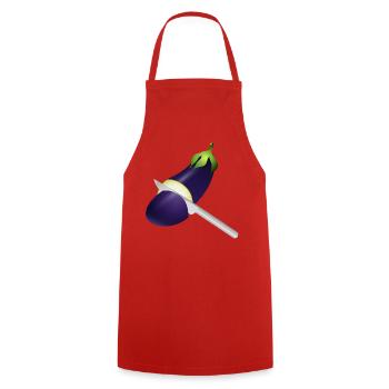 Aubergine lumineuse avec couteau de cuisine - Tablier de cuisine - rouge - Devant - AI Model Male 185 dark (185cm)