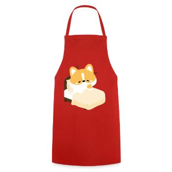Corgi fatigué sur le lit - Tablier de cuisine - rouge - Devant - AI Model Male 185 dark (185cm)