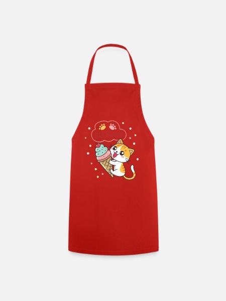 Gourmet-Katze mit Pastelleis - Kochschürze - Rot